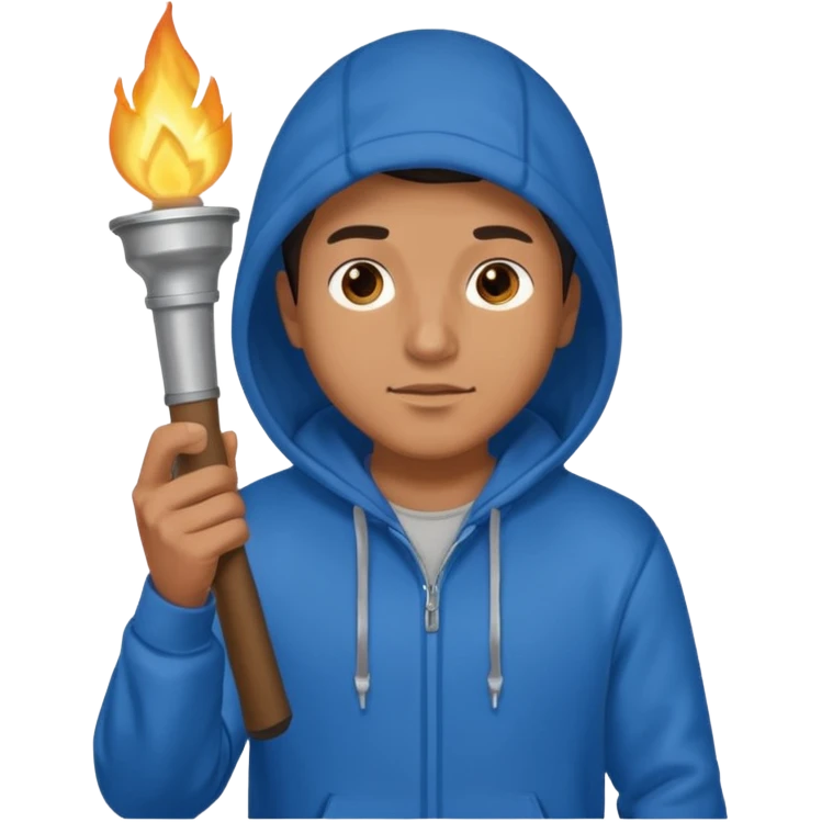 blue hoodie man The torchbearer emoji