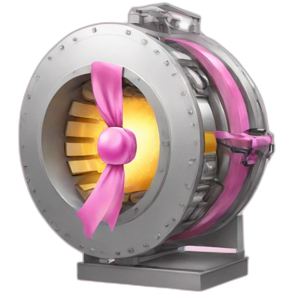 particle accelerator with cute pink ribbon emoji