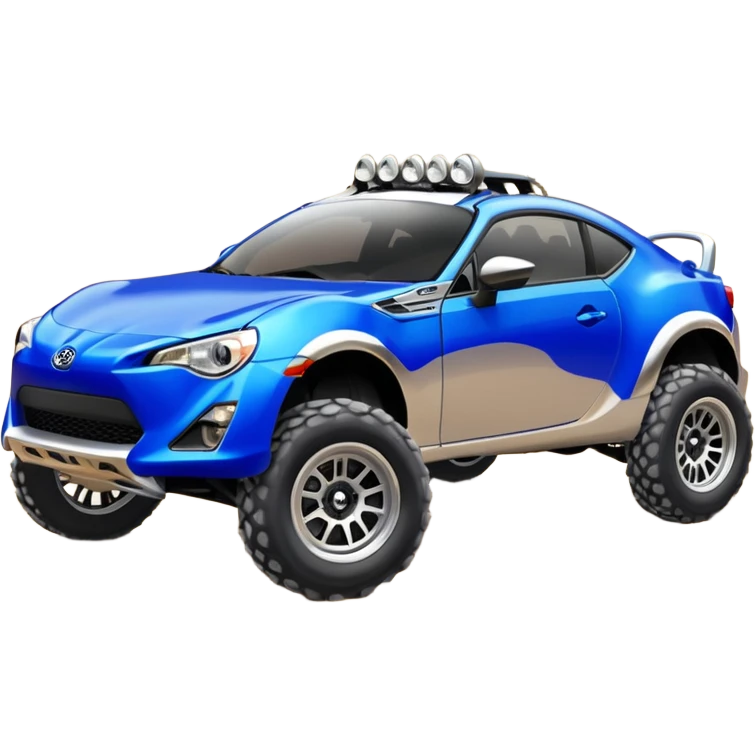 2013 scion fr-s ultramarine off road 4wd monster Baja dessert stadium racer number 86 with large chrome silver wheels and long travel suspension  emoji