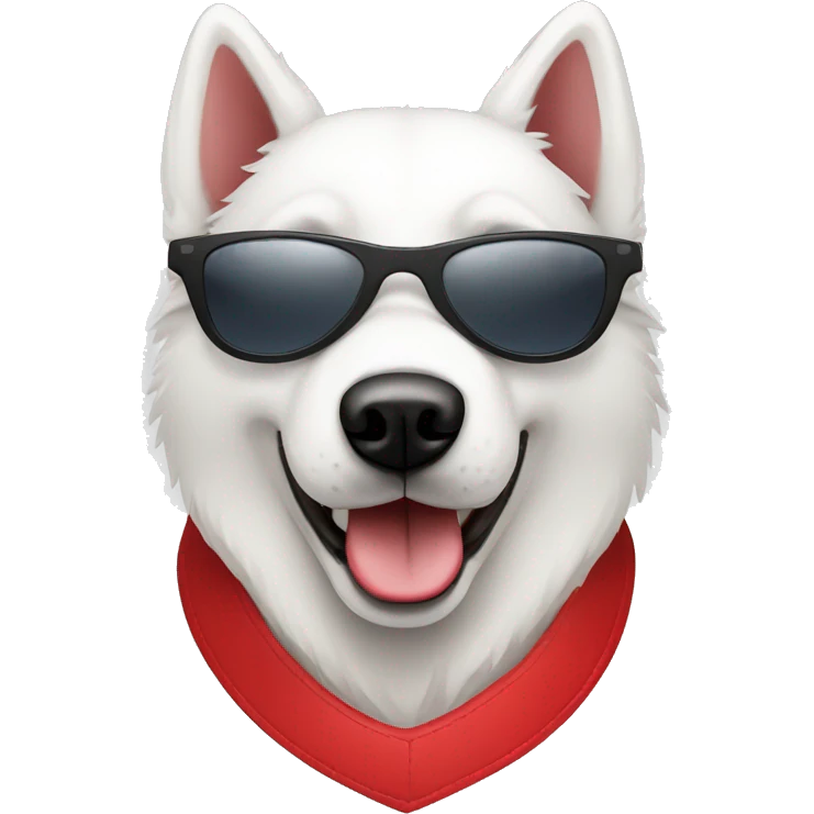 White husky with sunglasses and red collar emoji