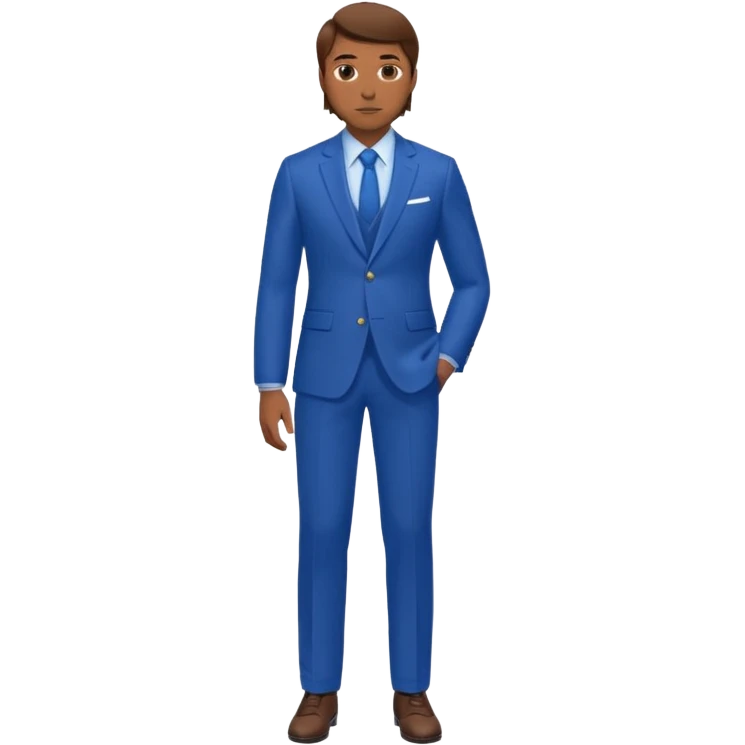 man with brown hair in blue suit whole body emoji