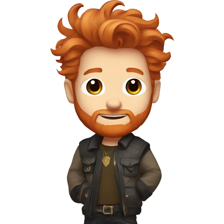 cartoon chibi style little ginger scruffy hair bearded man  waving, destiny 2 fashion emoji
