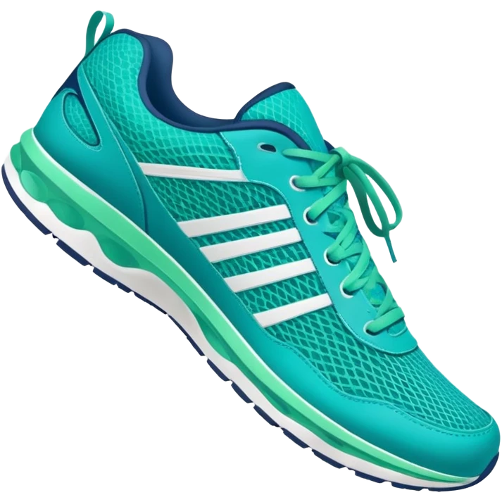 turquoise running shoes, athletic footwear, blue-green sneakers emoji