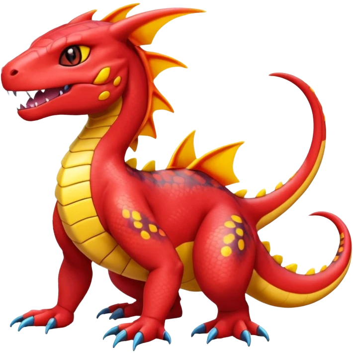 Cute Shiny Colorful Guilmon-Salandit-Fakémon-hybrid-creature (full body)  emoji