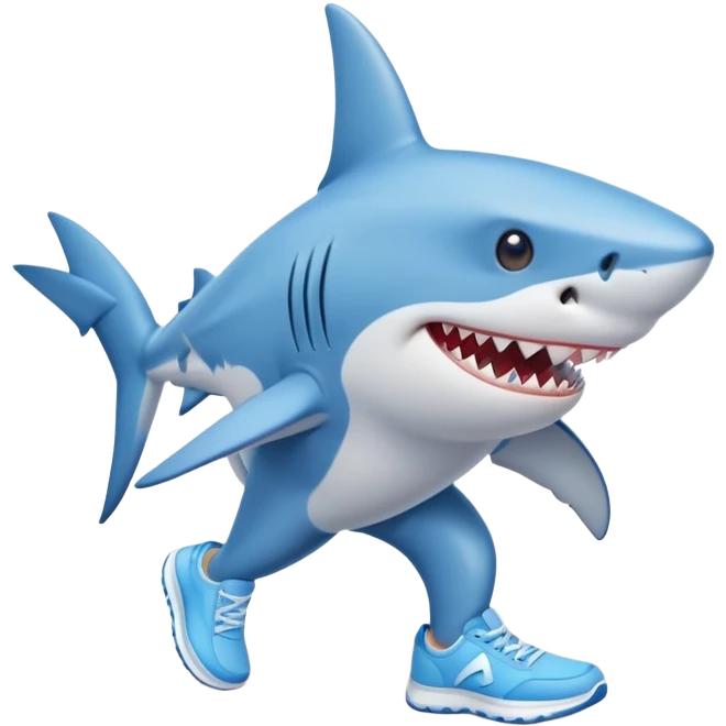 shark in blue sneakers on the beach emoji