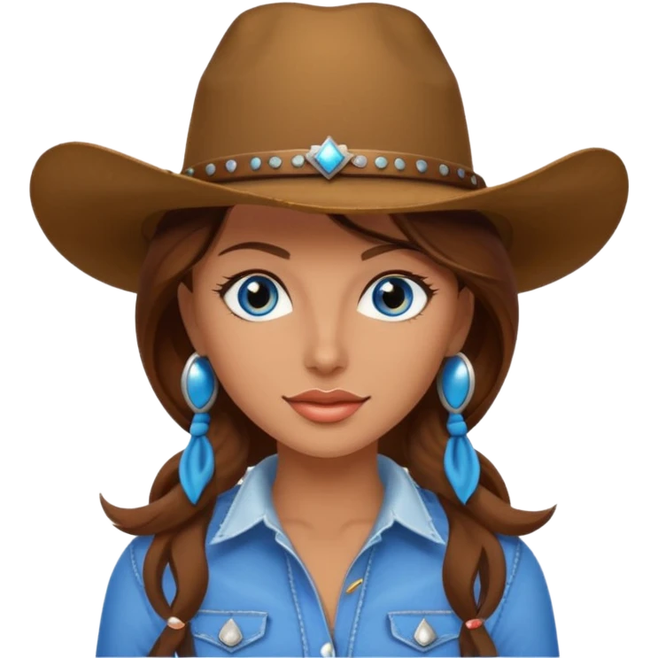 Sexy Cowgirl brown hair, estroil blue emoji