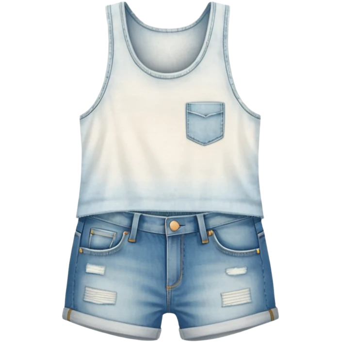 white tank top and jean shorts emoji no person emoji
