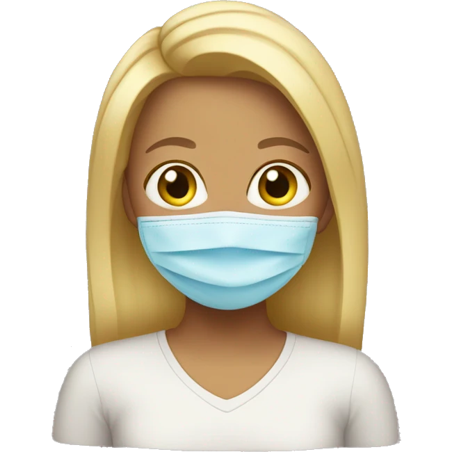 blond tan girl with face mask emoji