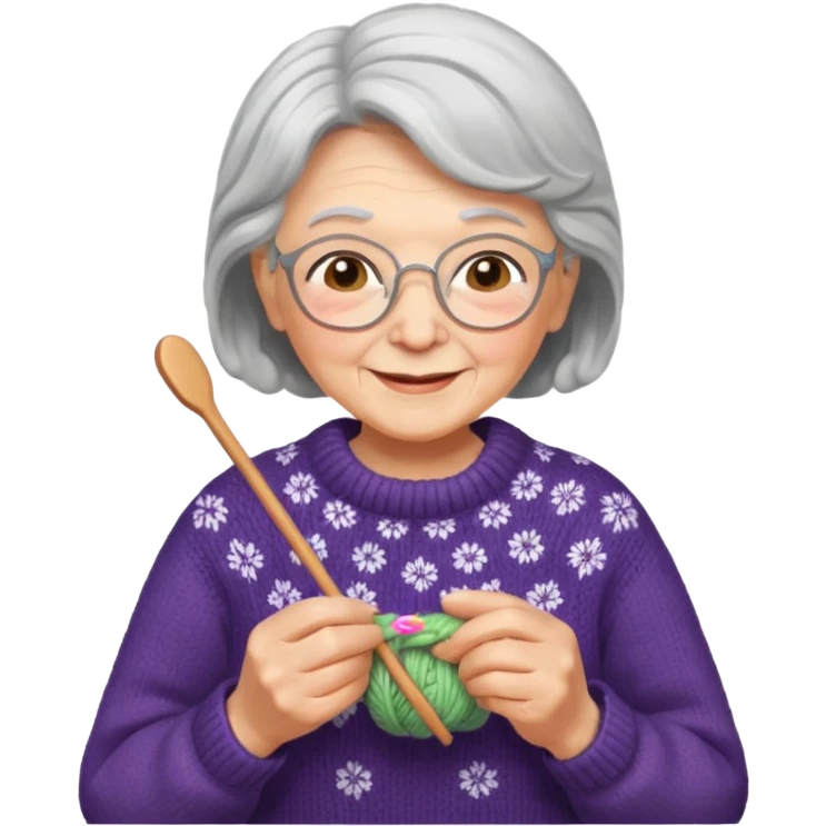 grandma knitting emoji