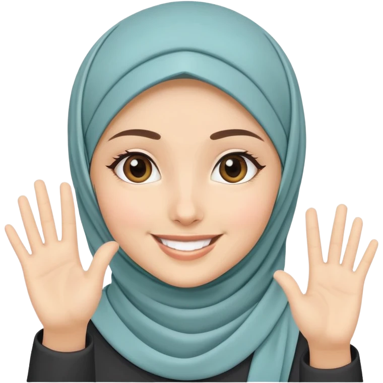 girl with hijab smiling and waving emoji