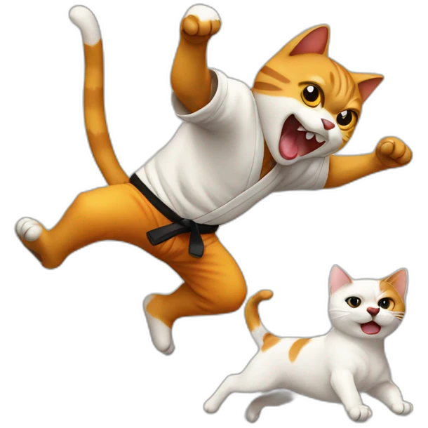 Cat karate kicking dog emoji