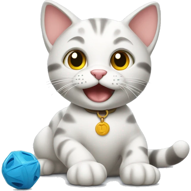 Cat playing with toy emoji