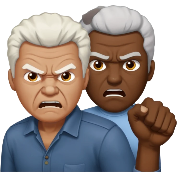 black guy and white old guy fighting emoji
