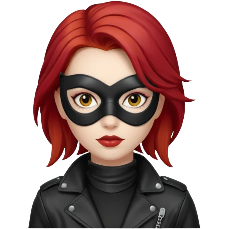 woman thief chic with robber mask and red hair emoji