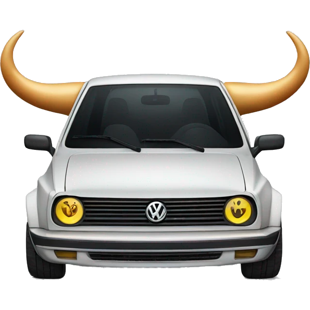 Volkswagen Golf with bull horns on the hood emoji