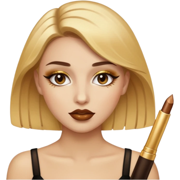 accesories lip gloss brown with makeup gold emoji