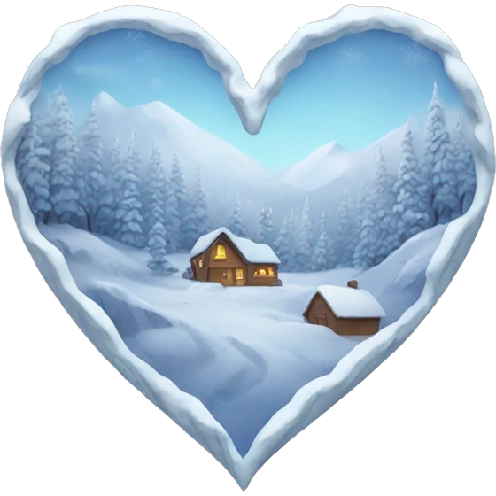 Winter inside a heart emoji