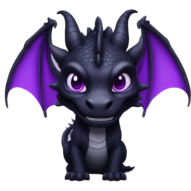 an black dragon with purple eyes and ears emoji