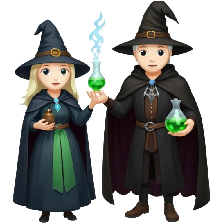 full-body witch gave a magic potion to a man emoji