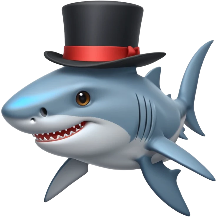 Shark with a top hat emoji