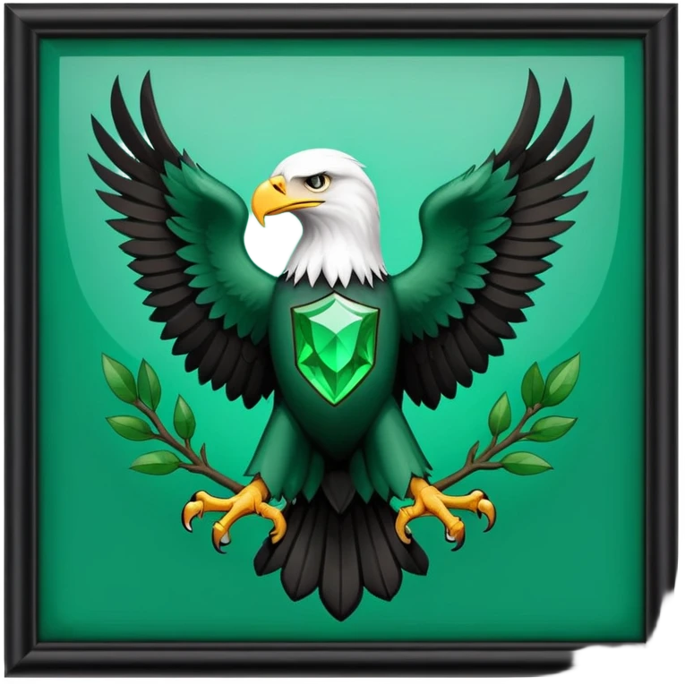 Game of thrones style eagle Sigil in green Colors in a square picture frame emoji