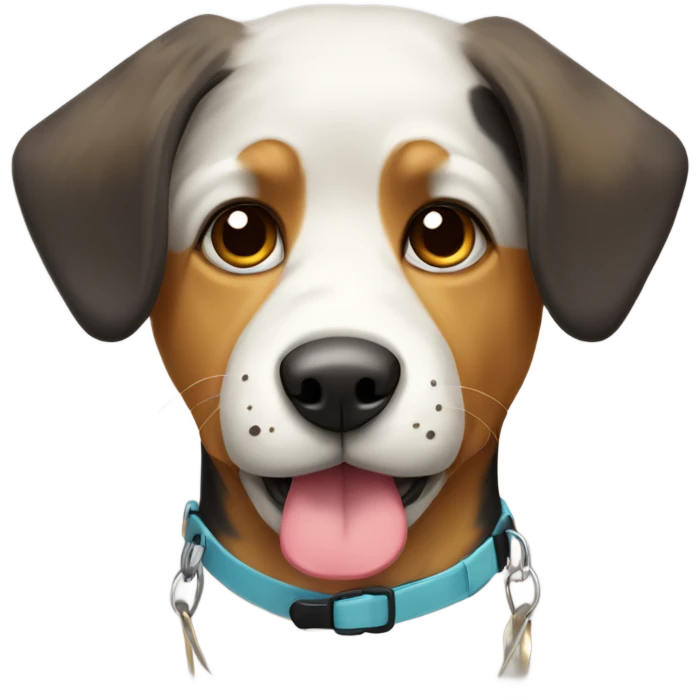 tri colored dog with floppy ears add T initial collar  emoji