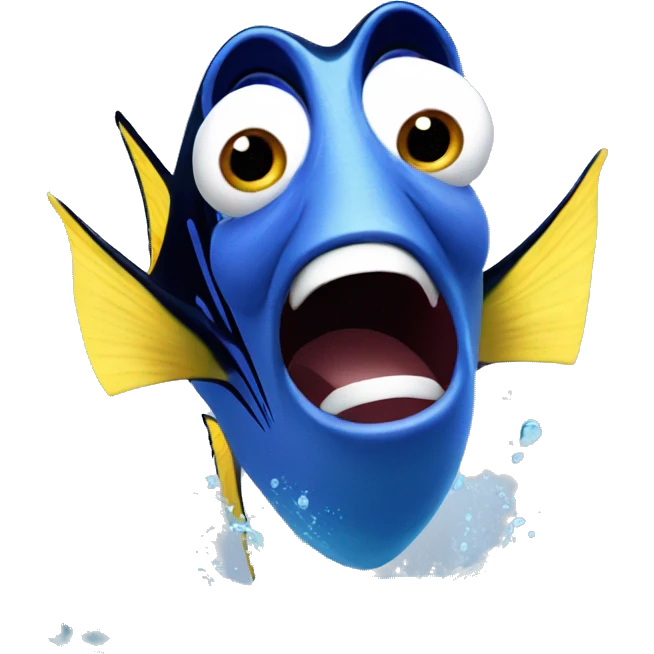 Dory swimming and screaming emoji