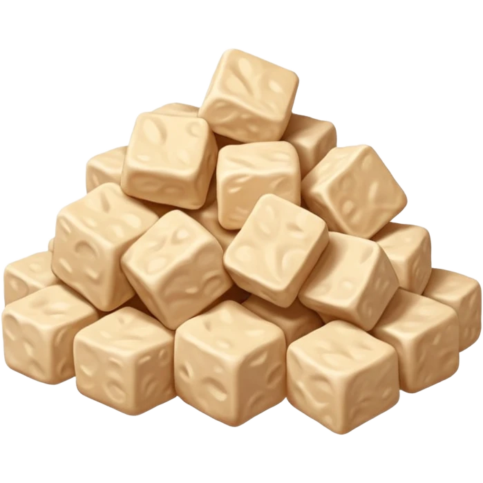 pile of light beige soy protein chunks or curls, irregular and unevenly shaped, dry porous slightly rough texture, airy fibrous, resembling dehydrated plant matter, no bowl packaging or garnish, soft lighting, subtle shadows, emoji scale emoji