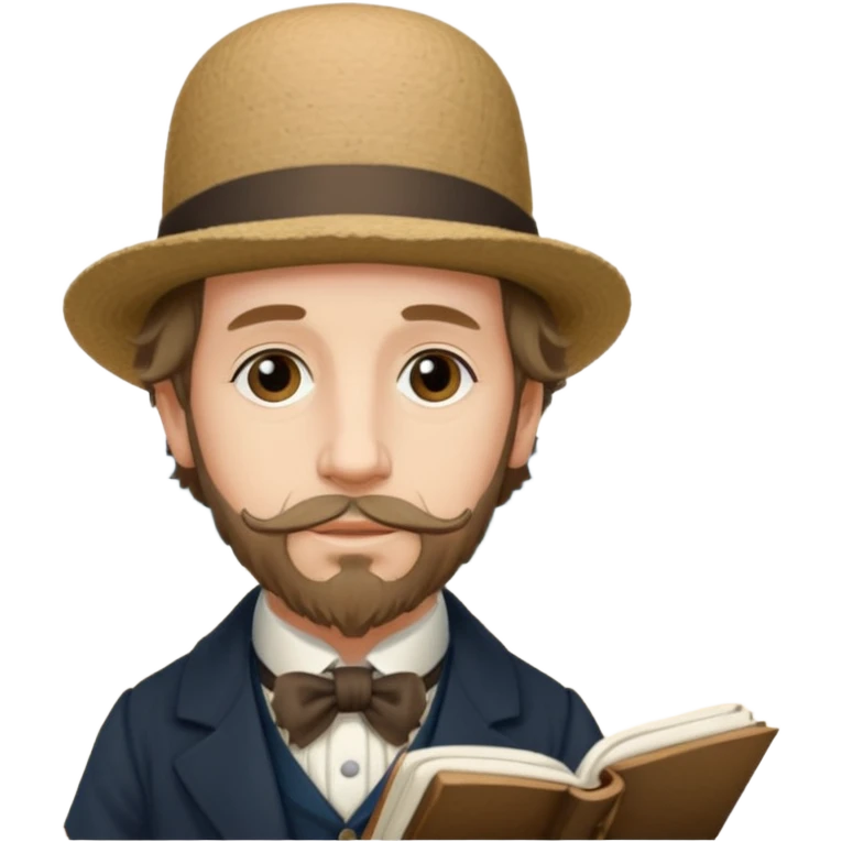 Charles Dickens writing near the seashore emoji