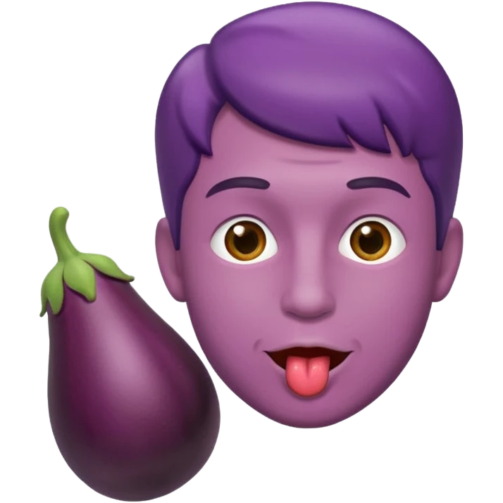 Handsome man licking eggplant emoji