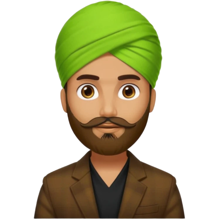 a pretty bratz emoji that looks like a bearded Akshay kumar wearing a neon green turban. Wearing a dark brown flannel blazer with black tshirt underneath.
he should resemble akshay kumar emoji