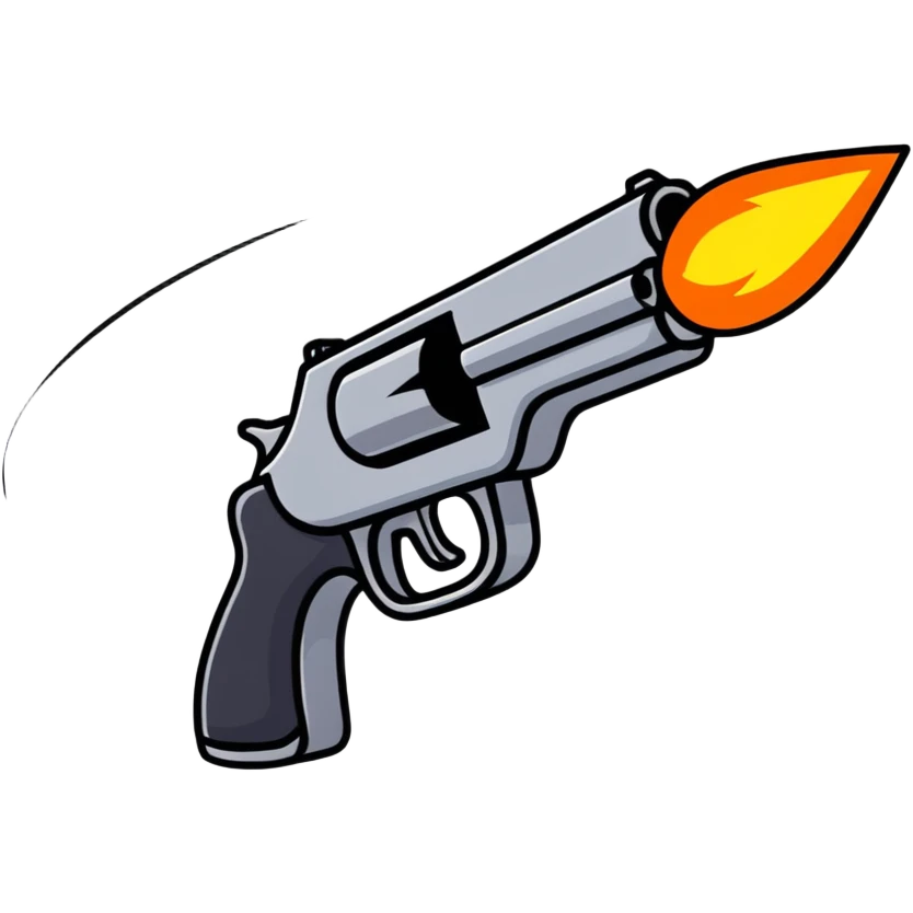 Cartoon gun blast with action effects emoji