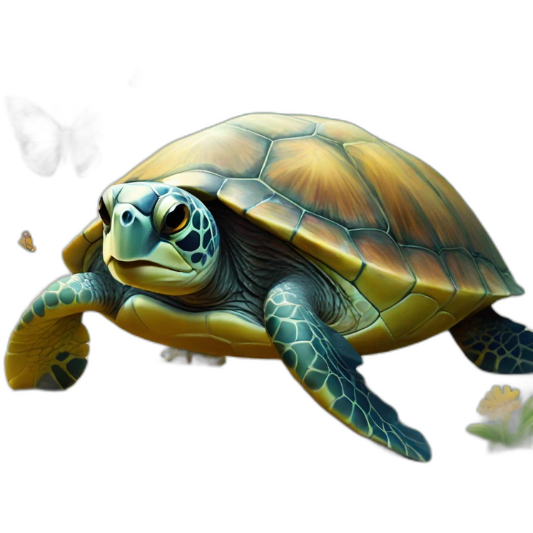 ocean turtle friend with a butterfly emoji