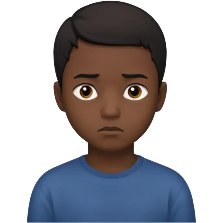 Lonely darck young black boy emoji