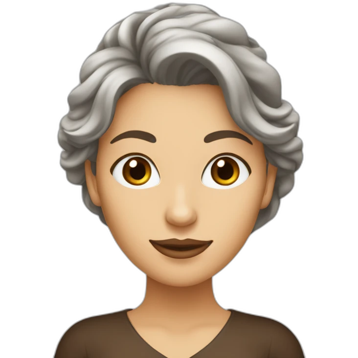 Mujer de pelo ondulado castaño oscuro y blanca de ojos cafés  emoji