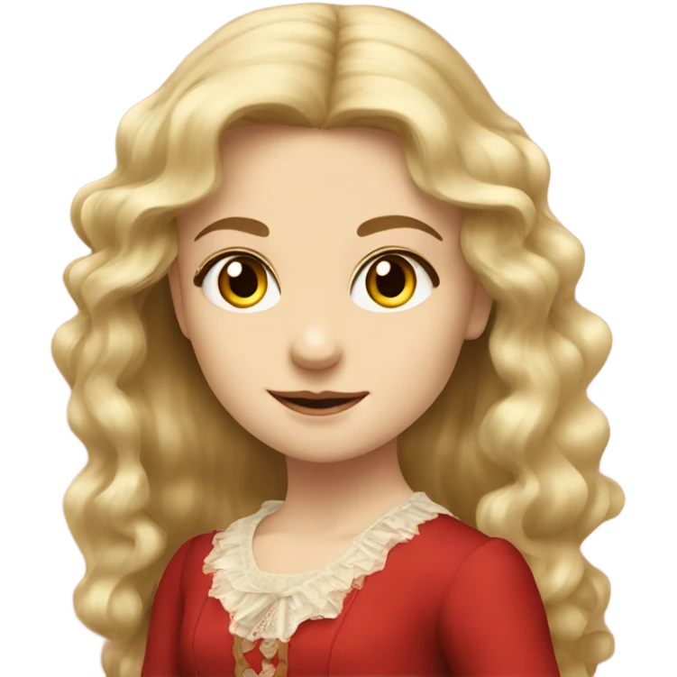 Blond and long hair on edwardian girl using a red dress emoji