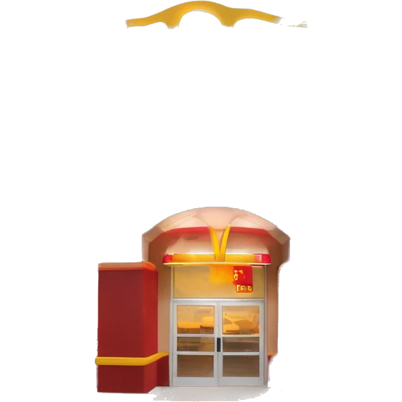 “McDonald’s store with the iconic golden arches, a red and yellow color scheme, and a simple, recognizable design that captures the essence of a fast food restaurant.” emoji