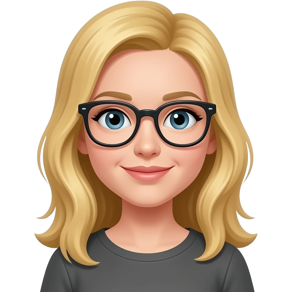 Blonde girl with black gasses emoji