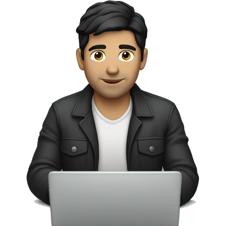 white man with black hair working on his laptop emoji