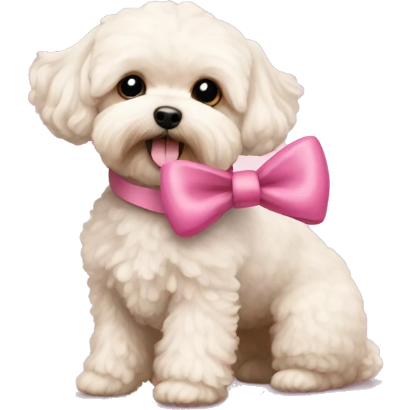 Maltipoo with a pink bow emoji