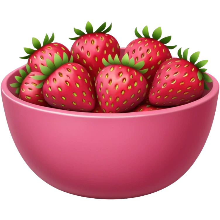 pink bowl packed with strawberries, natural, not too bright colors emoji