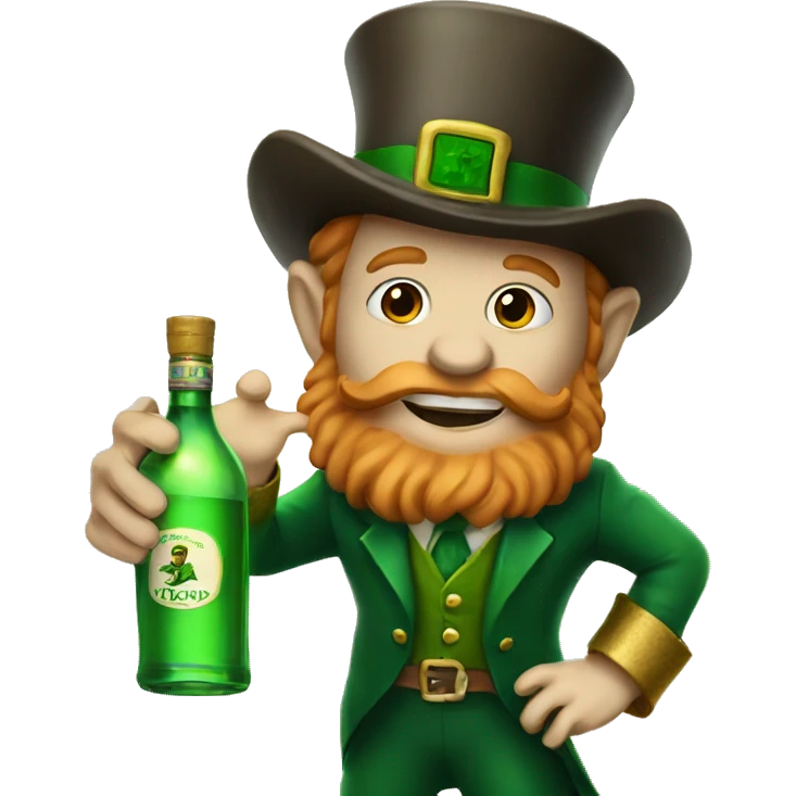Leprechaun holding bottle of tequila  emoji
