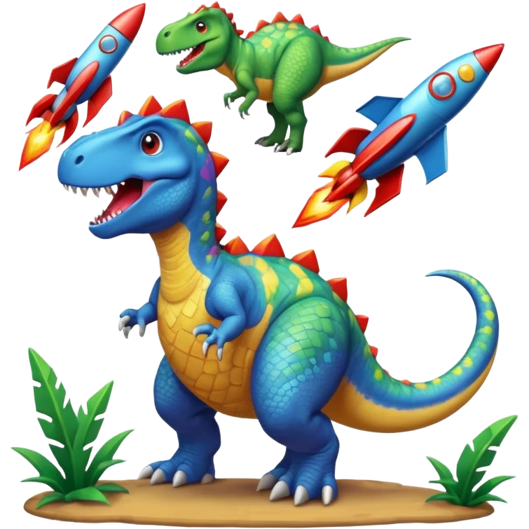 Dinosaurs with Rockets emoji