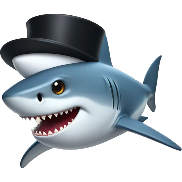 Shark with a top hat emoji
