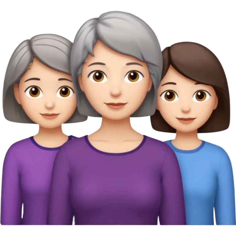A mum with short Gray hair and her two adult daughters with brown hair emoji