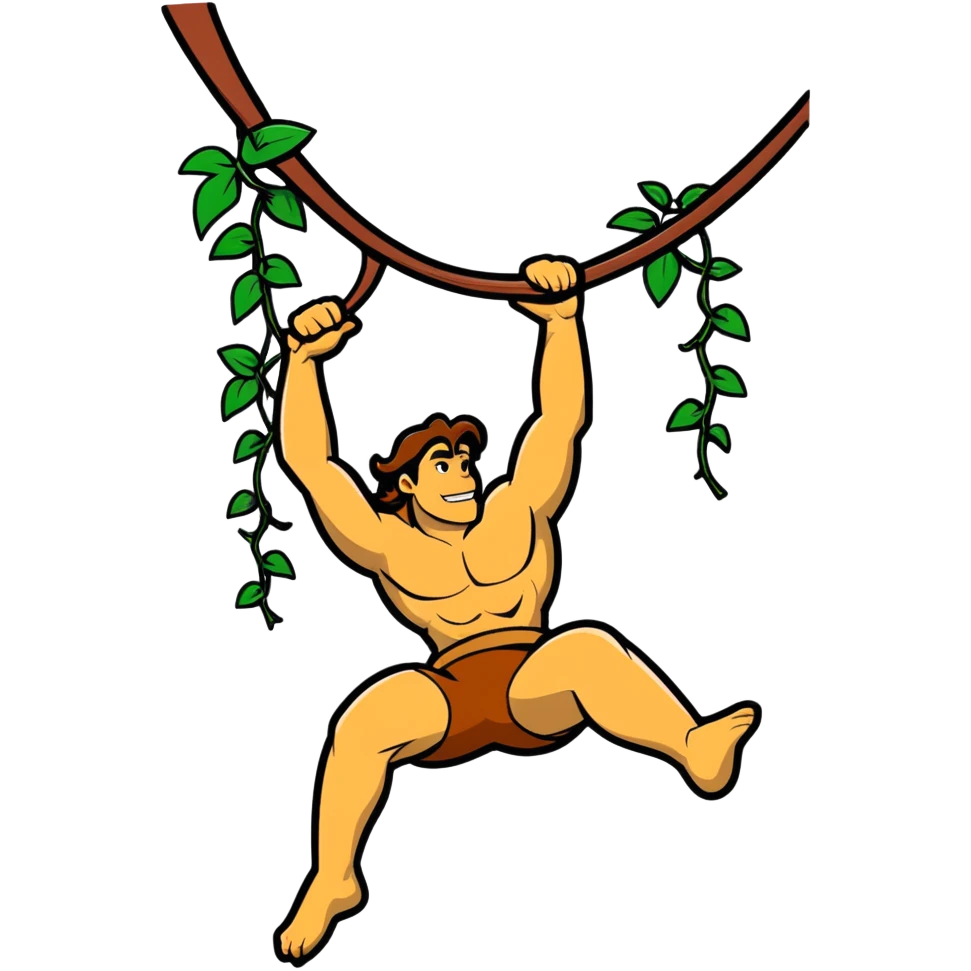 Tarzan swinging on a vine emoji