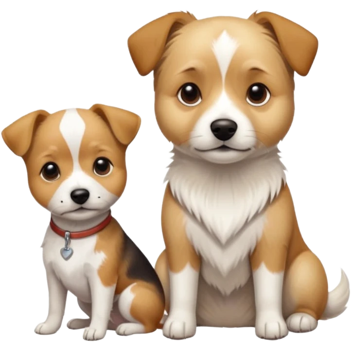blonde shizu dog sitting next to jack rassel dog emoji