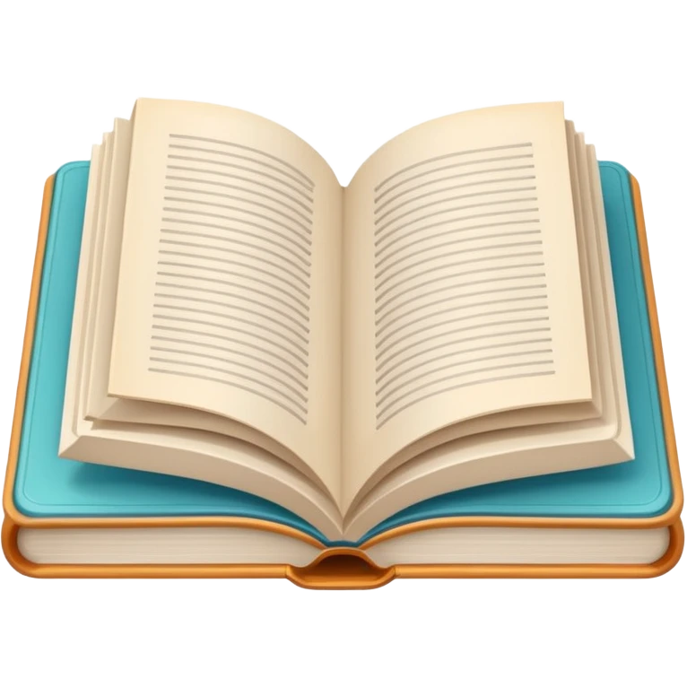 Flat iOS-style icon of an open book. Simple lines, soft gradients, clean minimalist design. emoji