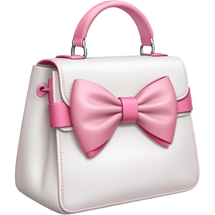 A white bag with a pink bow on the strap emoji