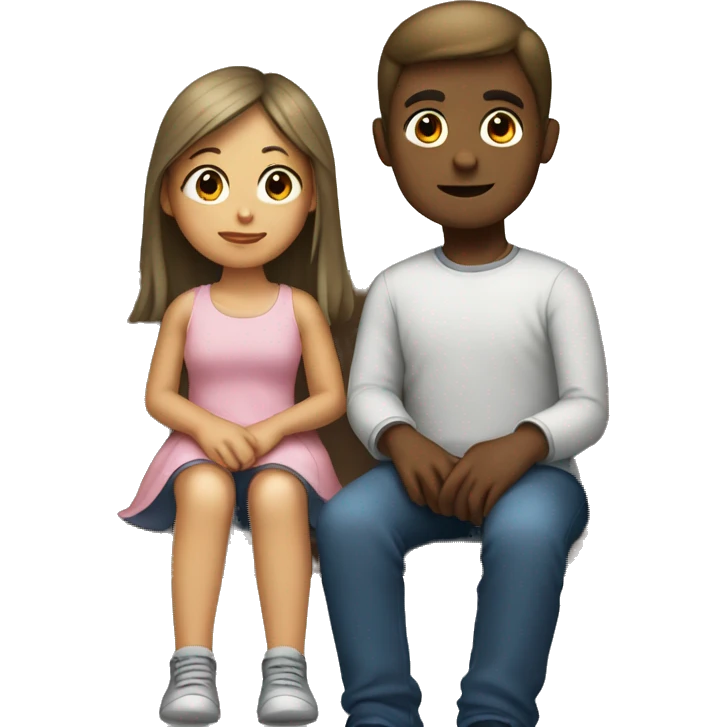 Boy sitting with girl on his lap emoji